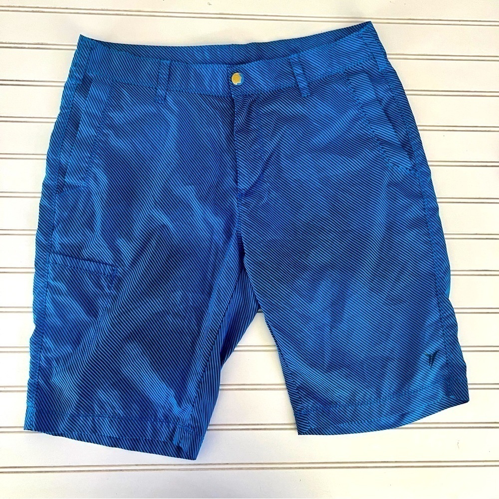 Old Navy Active‎ Shorts Size M Blue Striped Athletic Performance Pockets